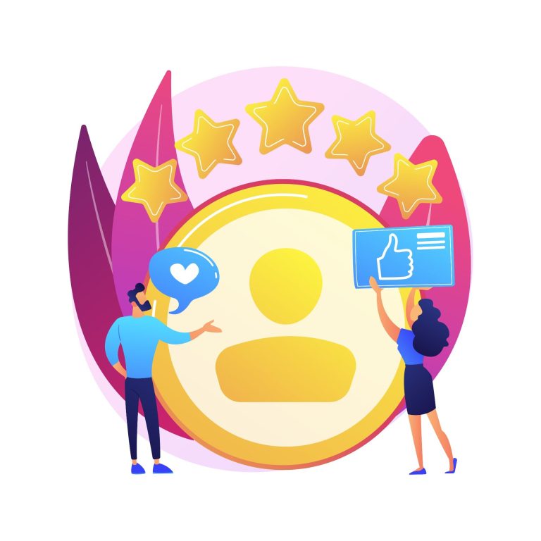 Personnes échangeant des avis positifs autour d’une icône de profil.